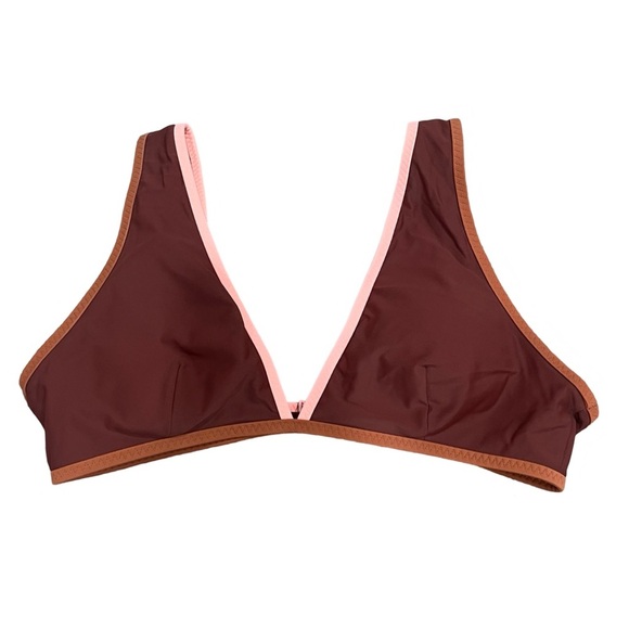 Aerie Maroon, Pink, and Burnt Orange Scoop Bikini Swim Top | Size XL - Picture 2 of 5